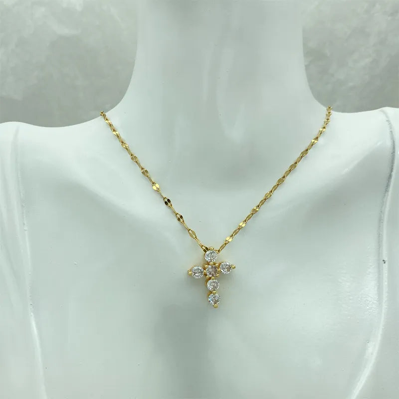 Women Cross Gold Plated Necklace