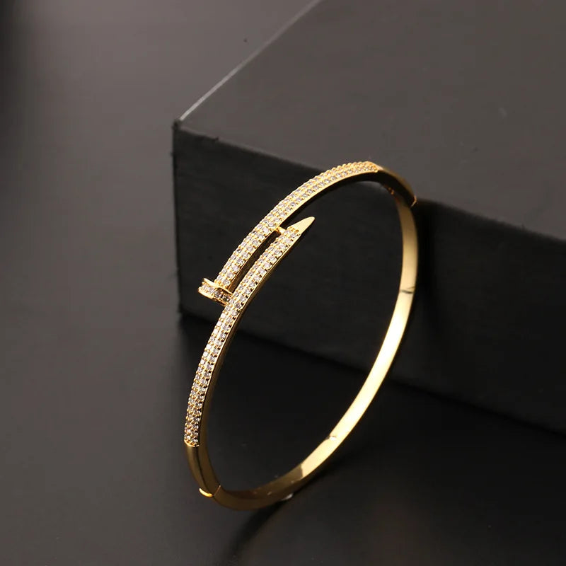 Gold nail opening women's bracelet