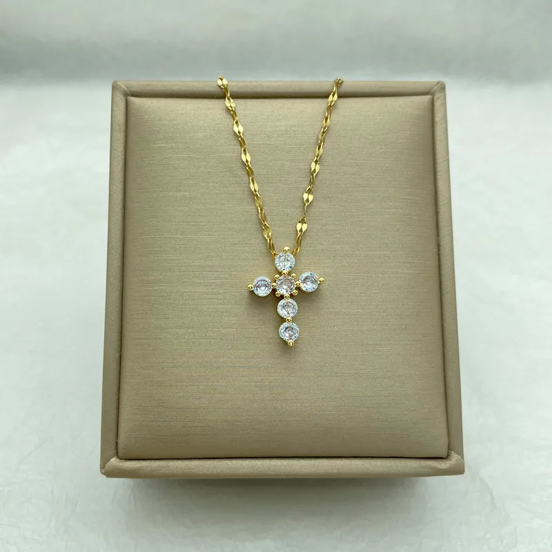 Women Cross Gold Plated Necklace