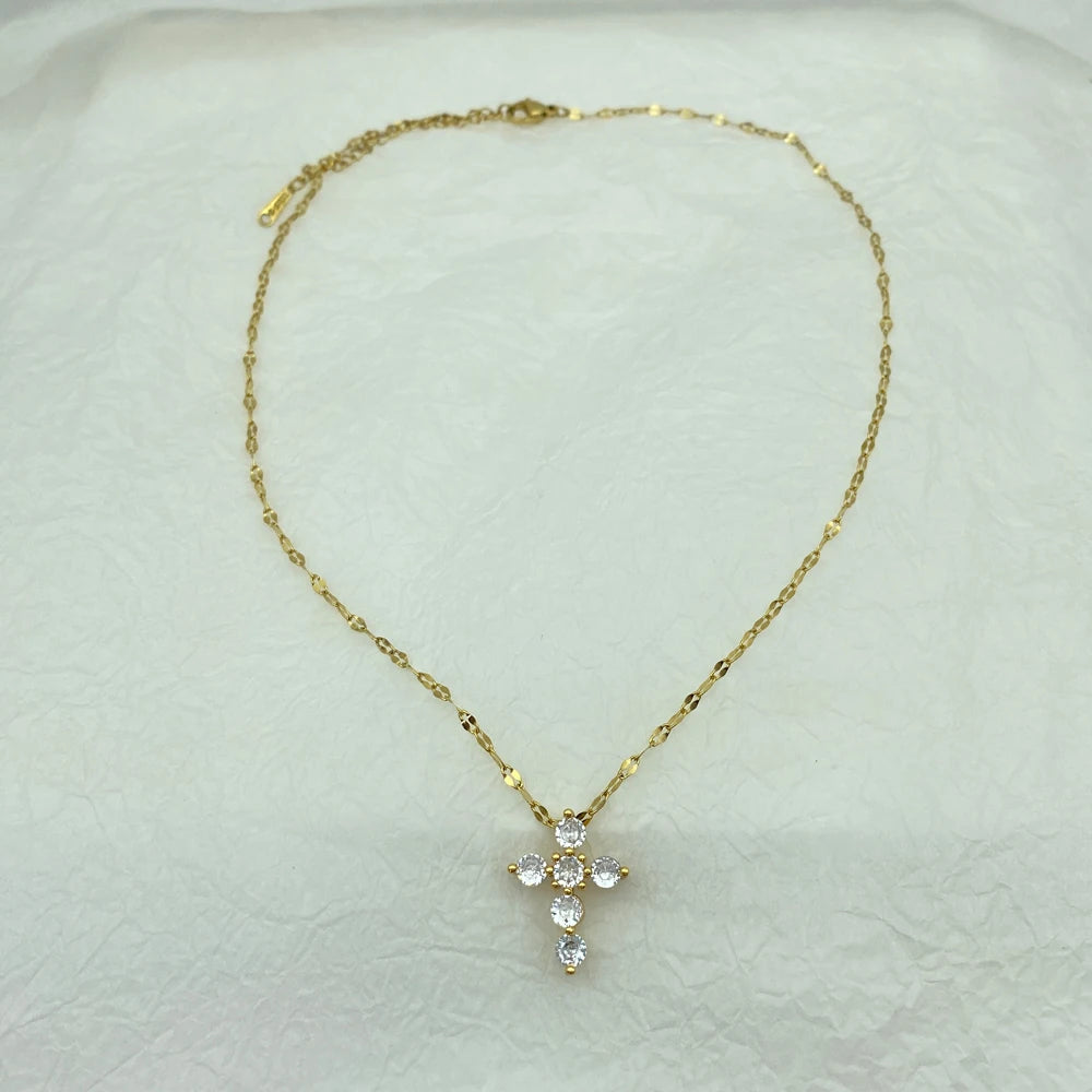 Women Cross Gold Plated Necklace