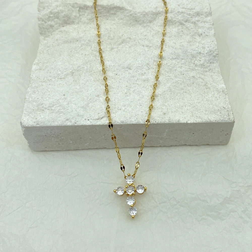 Women Cross Gold Plated Necklace