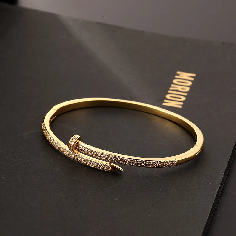 Gold nail opening women's bracelet