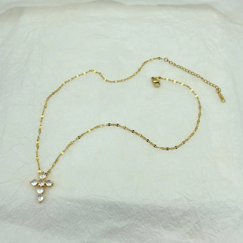 Women Cross Gold Plated Necklace